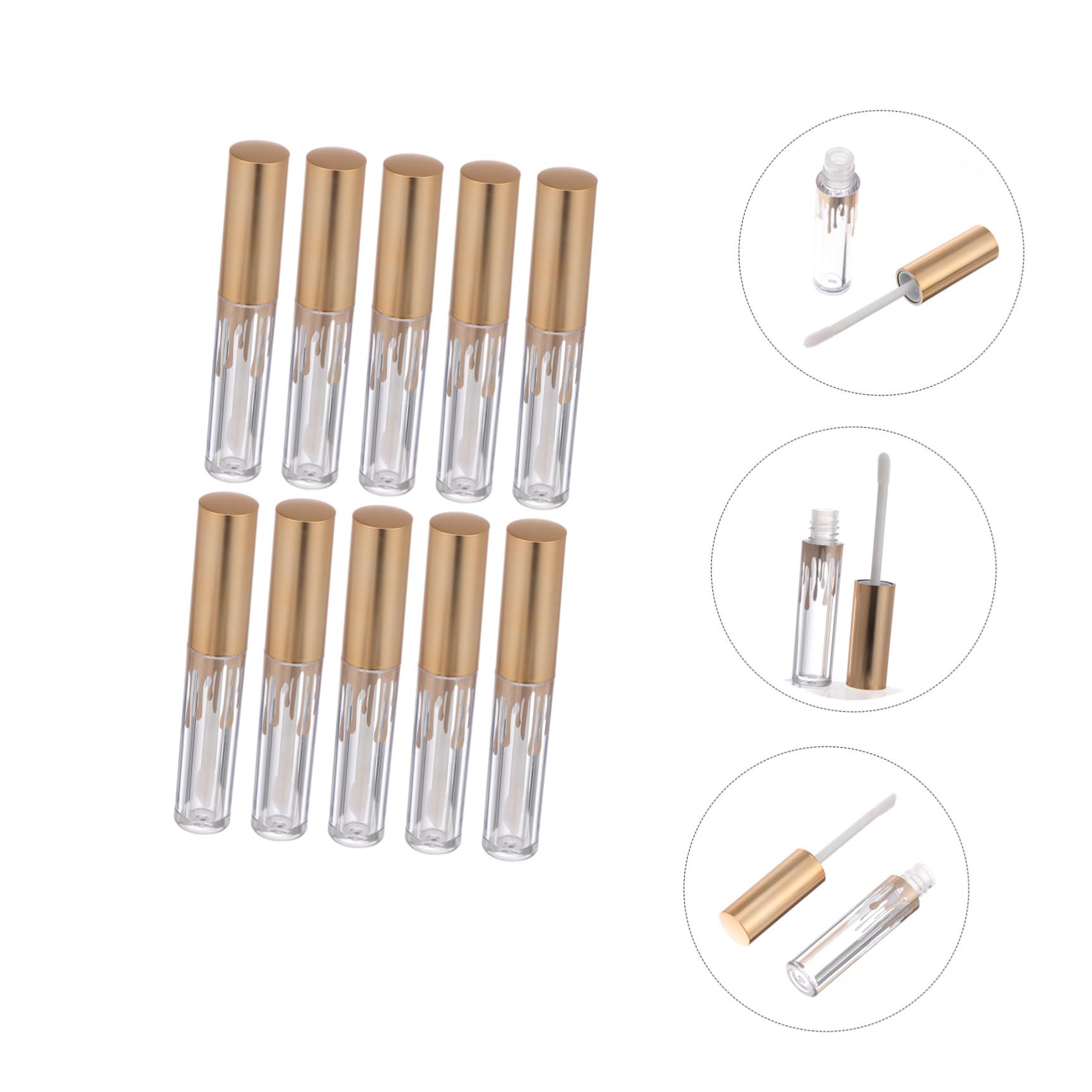 DOITOOL 20stücke Leere Lippenstift-rohre Mit Goldenen Wellen Zylindrische Behälter Für Lipgloss Und Lippenbalsam Für Reisen Und -kosmetik Pro Tube