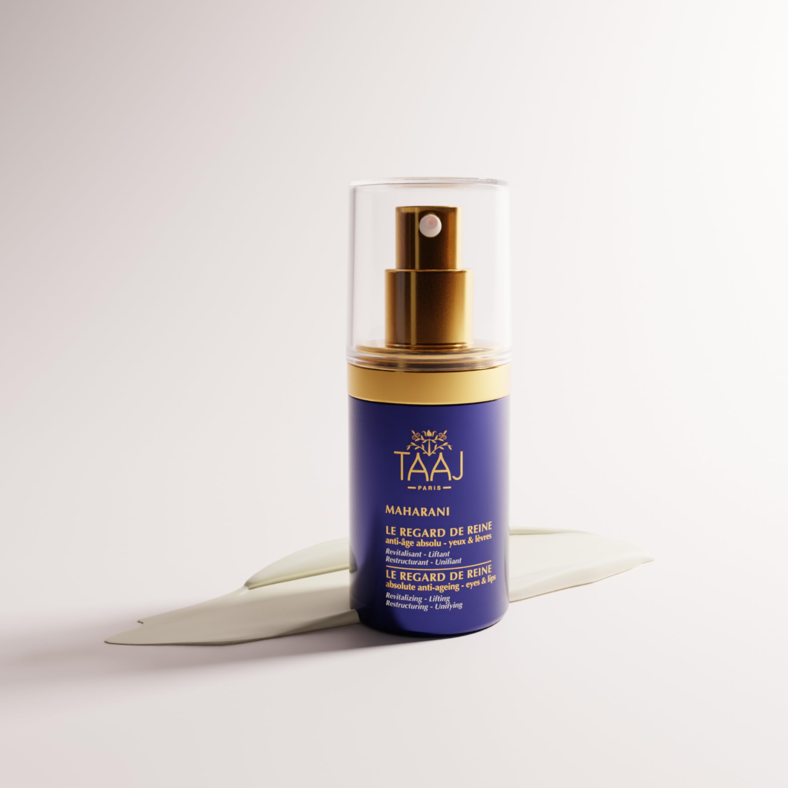 TAAJ | Gli Occhi della Regina - MAHARANI | Attivi Anti-Age | Lifta e Ridefinisce il contorno occhi e labbra | Compattezza ed Elasticità della pelle| Acido Ialuronico e Collagene | 15 ml
