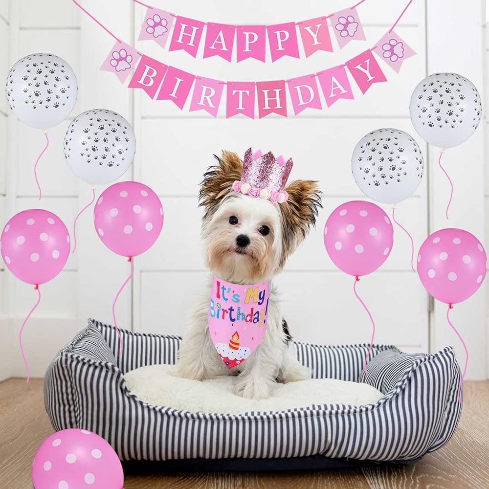 Bandana per Cani Compleanno Regalo Cucciolo Gatto Decorazioni Pet Rosa