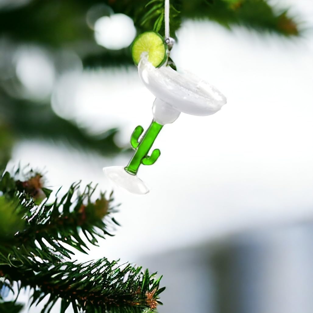 Cody Foster & Co Classic Margarita Glass Ornament with Lime, Festive Decor, 5 inch