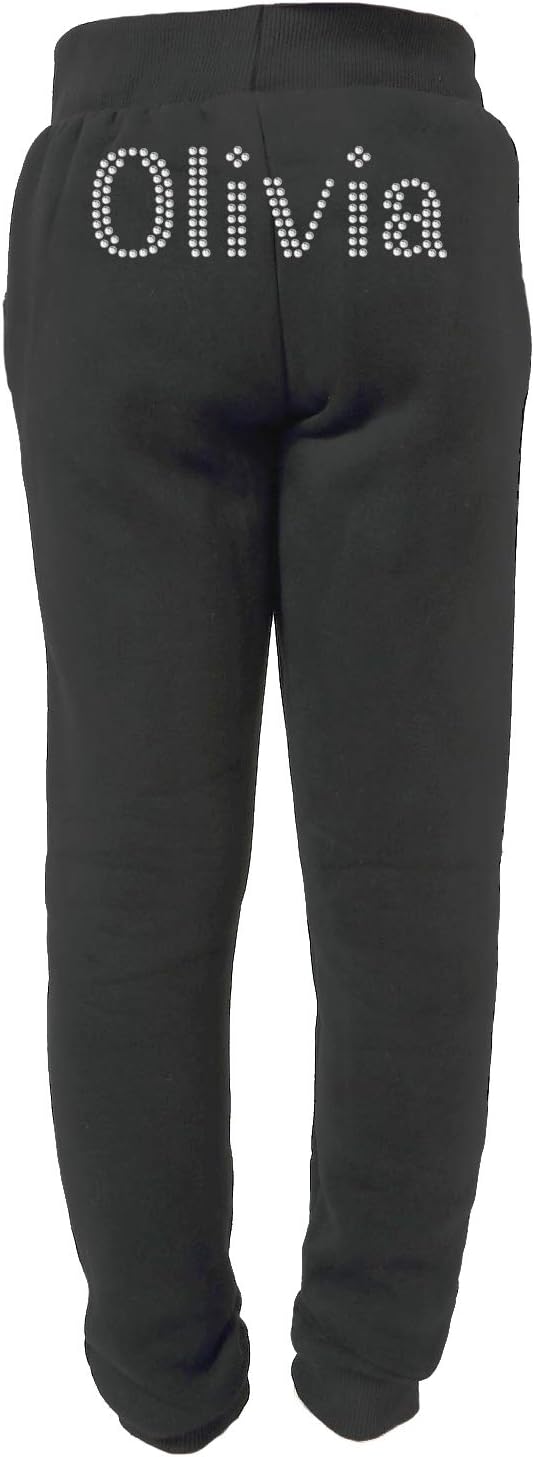 VarsanyPersonalised Girls Boys PE Jogging Bottom - Kids Sports, School, Gymnastic Dance Bottom, Elasticated Cuff Classic Jog Pants - Tracksuit Trouser for 5-14 Years
