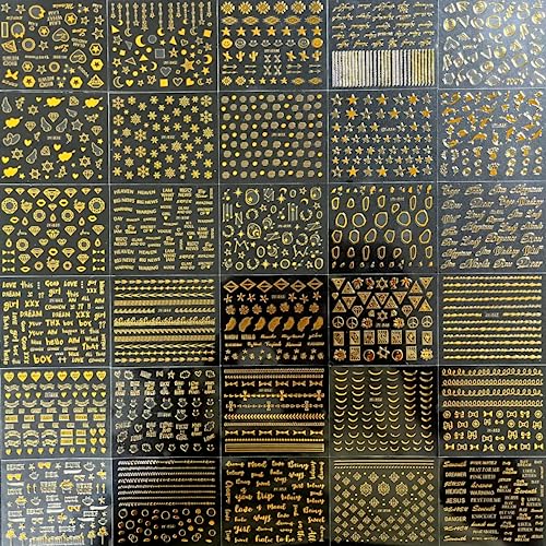 30 Sheets Gold Nail Art Stickers 3D Self-Adhesive Nail Decals Gold Line Star Nail Stickers for Acrylic Nails Gold Leaf Diamond Nail Supplies for Women - Image 8