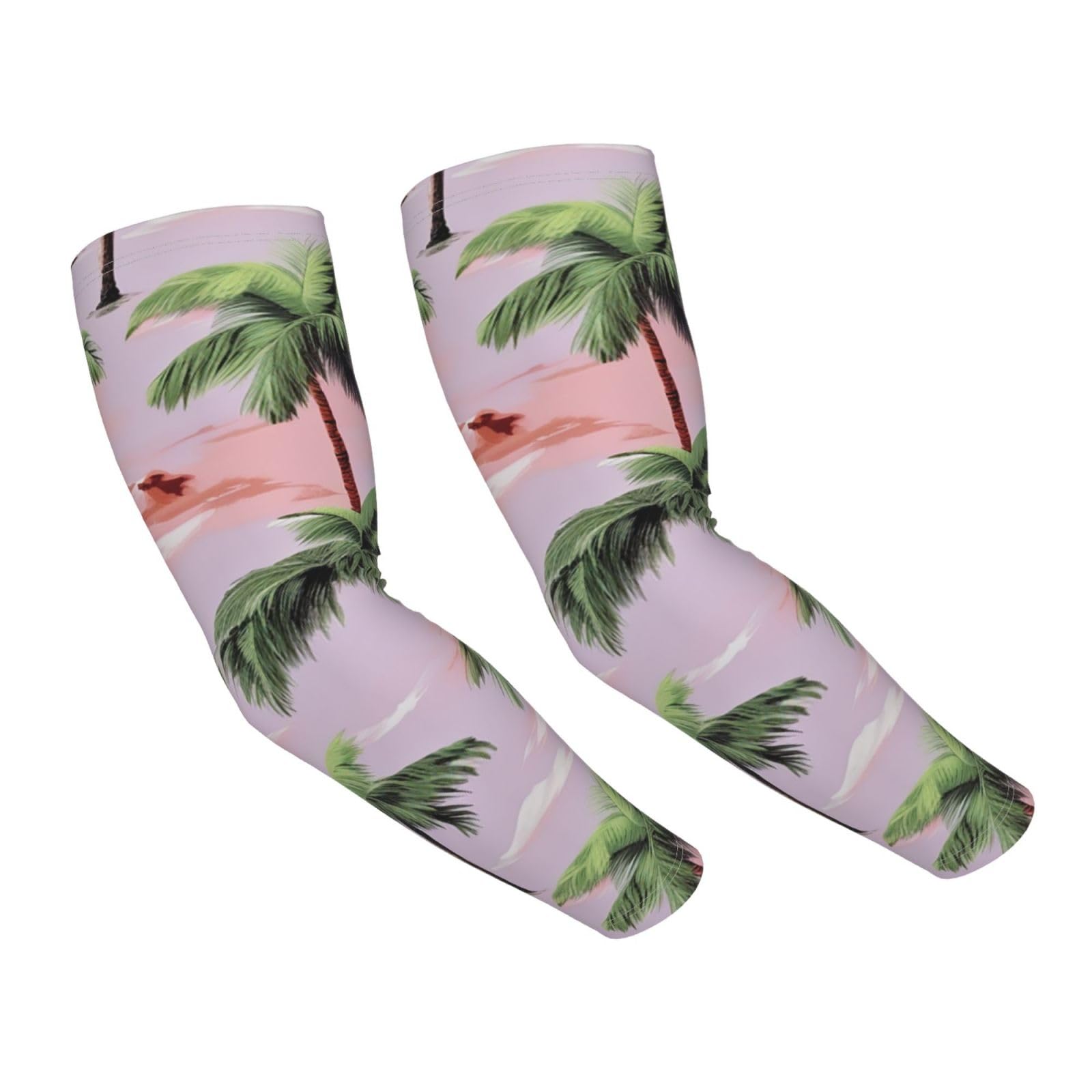 RLDOBOFE UV Sun Protection Arm Sleeves Palm trees Compression Sleeves Cooling Arm Sleeves for Men Women Gardening Sleeves