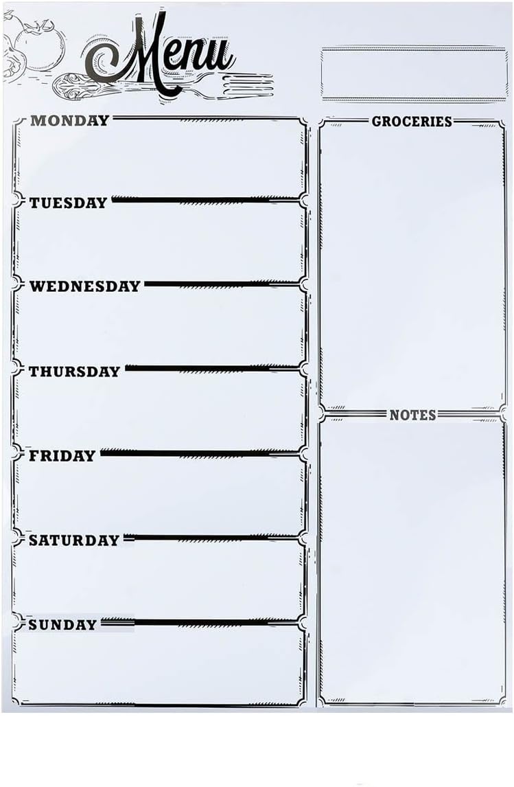 Weekly Board Loftstyle Magnetic Refrigerator Chalkboard Weekly Menu Meal Planner Dry Erase Board For Refrigerator Dinner List Note Schedule Board Shopping List Memo Board 16"X 12"