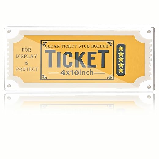 4x10 Inch Magnetic Corner Ticket Stub Organizer - Double Sided Acrylic Display Frame for Concert, Restaurant, Lottery Tickets - Collector's Storage Protector Dollar Bill Frame Holder