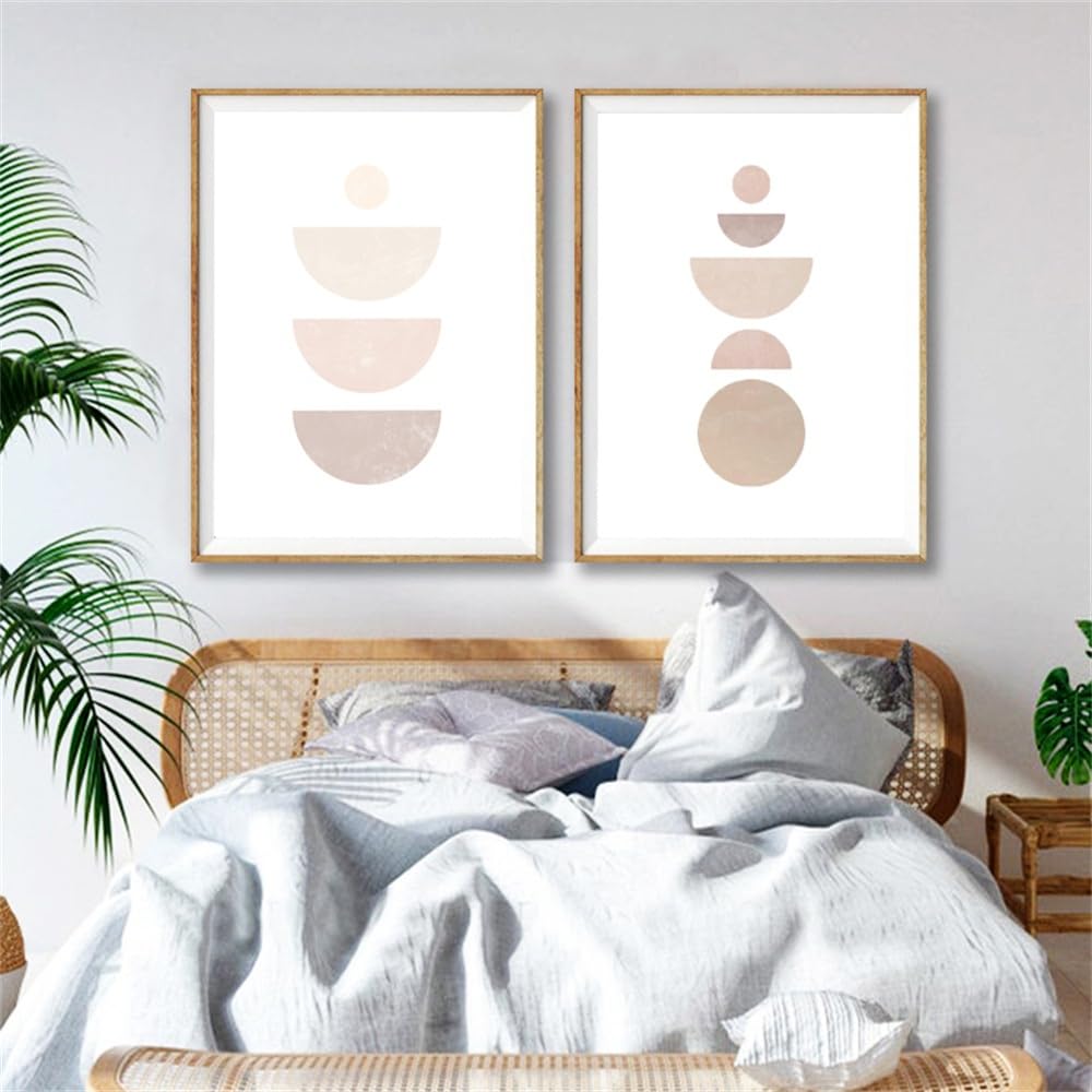 WBYZAC 2 Pieces Poster-Moon Phase Abstract Geometric Shapes Poster Boho Prints Mid Century Neutral Colors Wall Art Pictures Canvas Painting Home Room Decor-60 * 80cm (No Frame)