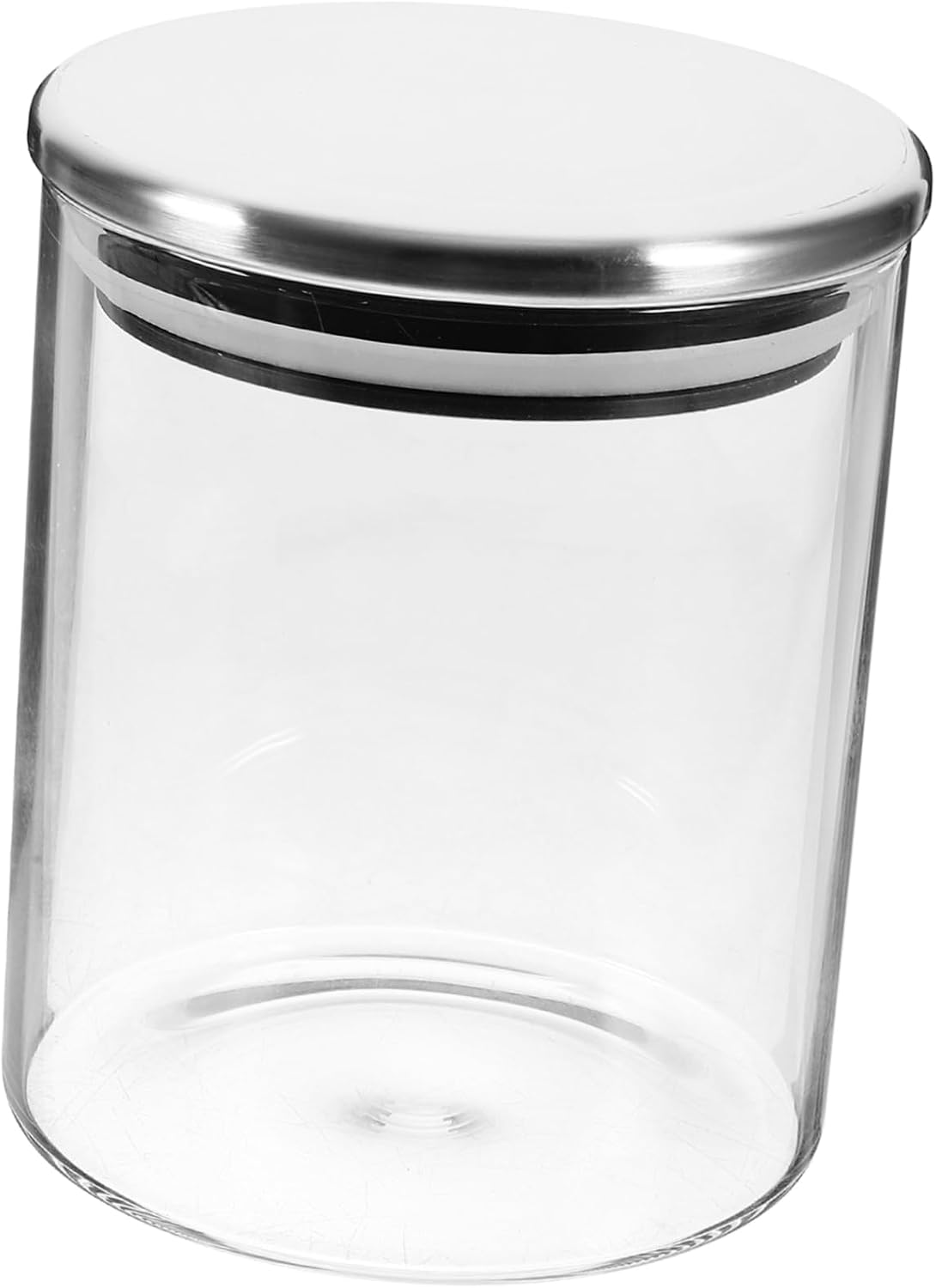 Glass Sealed Canister with Stainless Steel Lid Airtight Food Storage Jar for Dry Fruits Grains and Spices Borosilicate Glass Container for Kitchen Organization