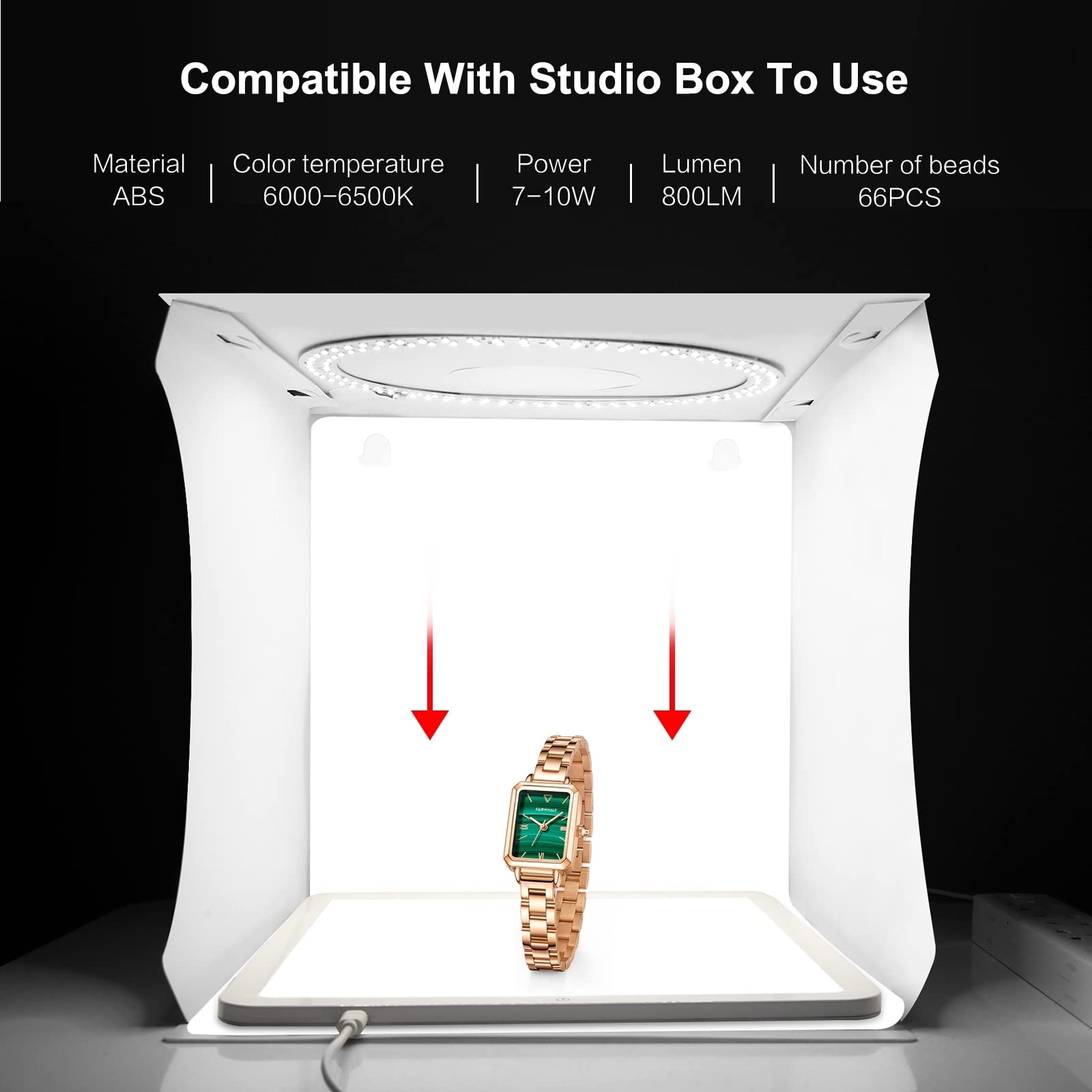 PULUZ 29CM Lampe LED de Lumière sans Ombre pour la Photographie dans la Boîte de Studio Photo, Lumière Inférieure pour Boîte à Bijoux, Cosmétiques