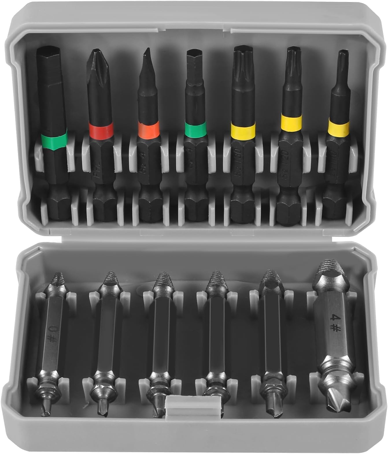 KASTWAVE6 PCS Double Head Screw Extractor Kit - High Hardness Damaged Screw Remover Set with 7 Bits, Multifunctional Stripped Screw Extractor Drill Bit Set, Rusty Screw Removal Tool