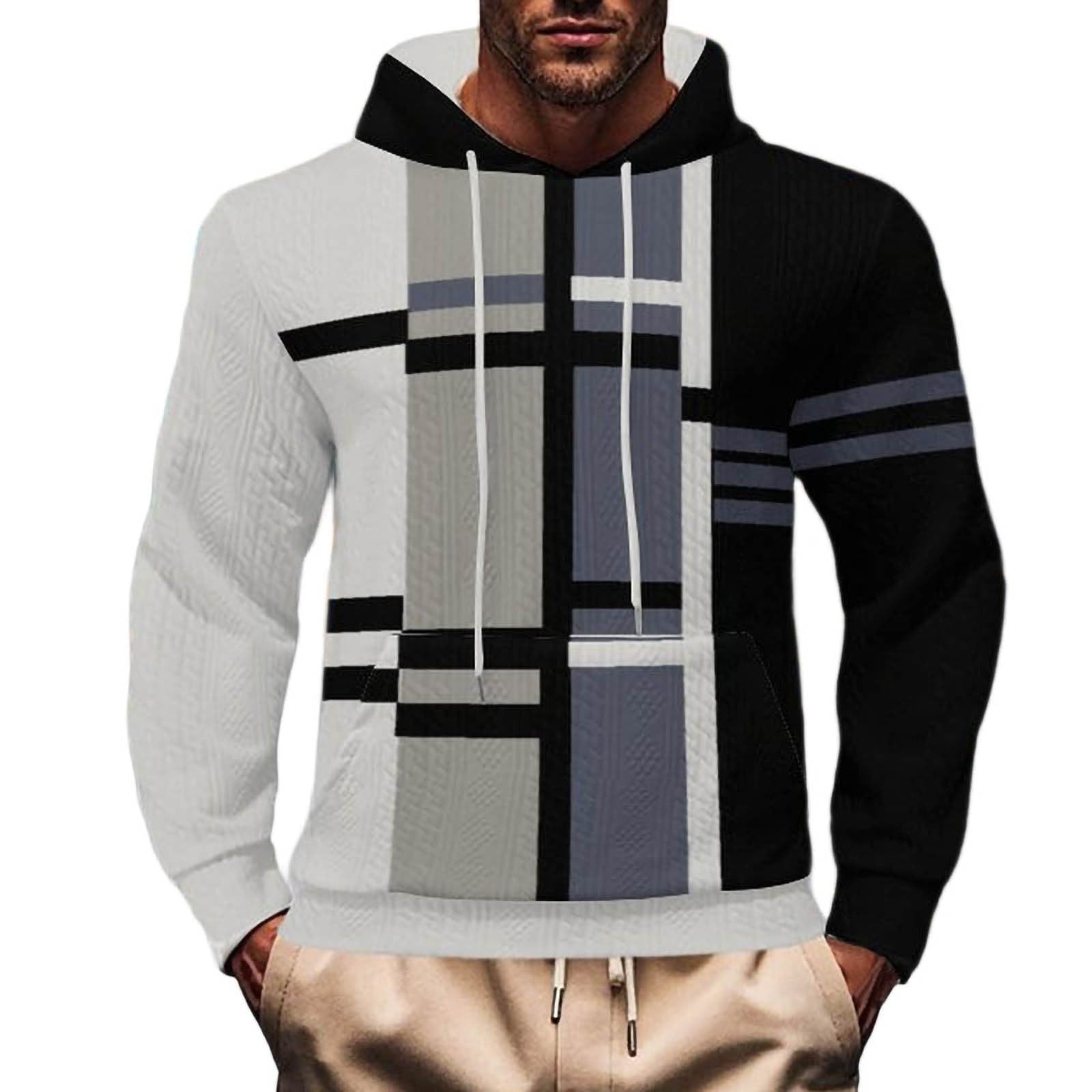 Pull à capuche homme imprimé graphique grande taille casual