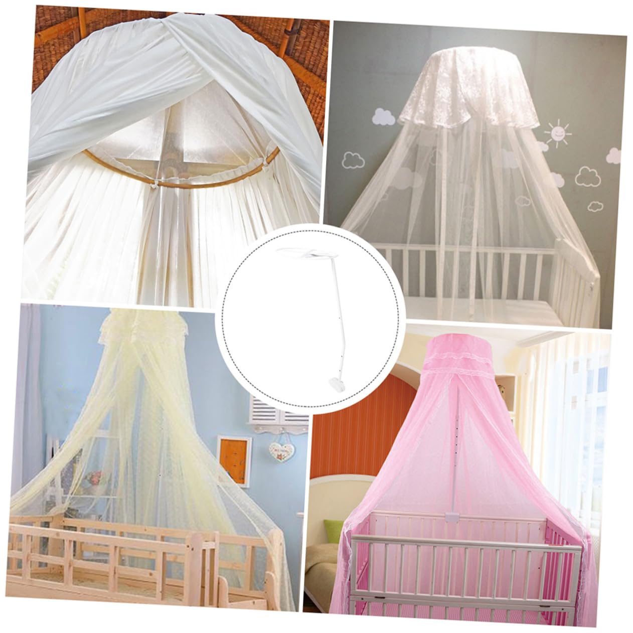 Alipis 2 Set di Staffa Porta Rete in Acciaio Bianco per Lettino di Ragazzo Ragazza, Supporto per Zanzariera Design Smontabile e Installazione Facile, Compatibile Lettino Fino a 2,4cm