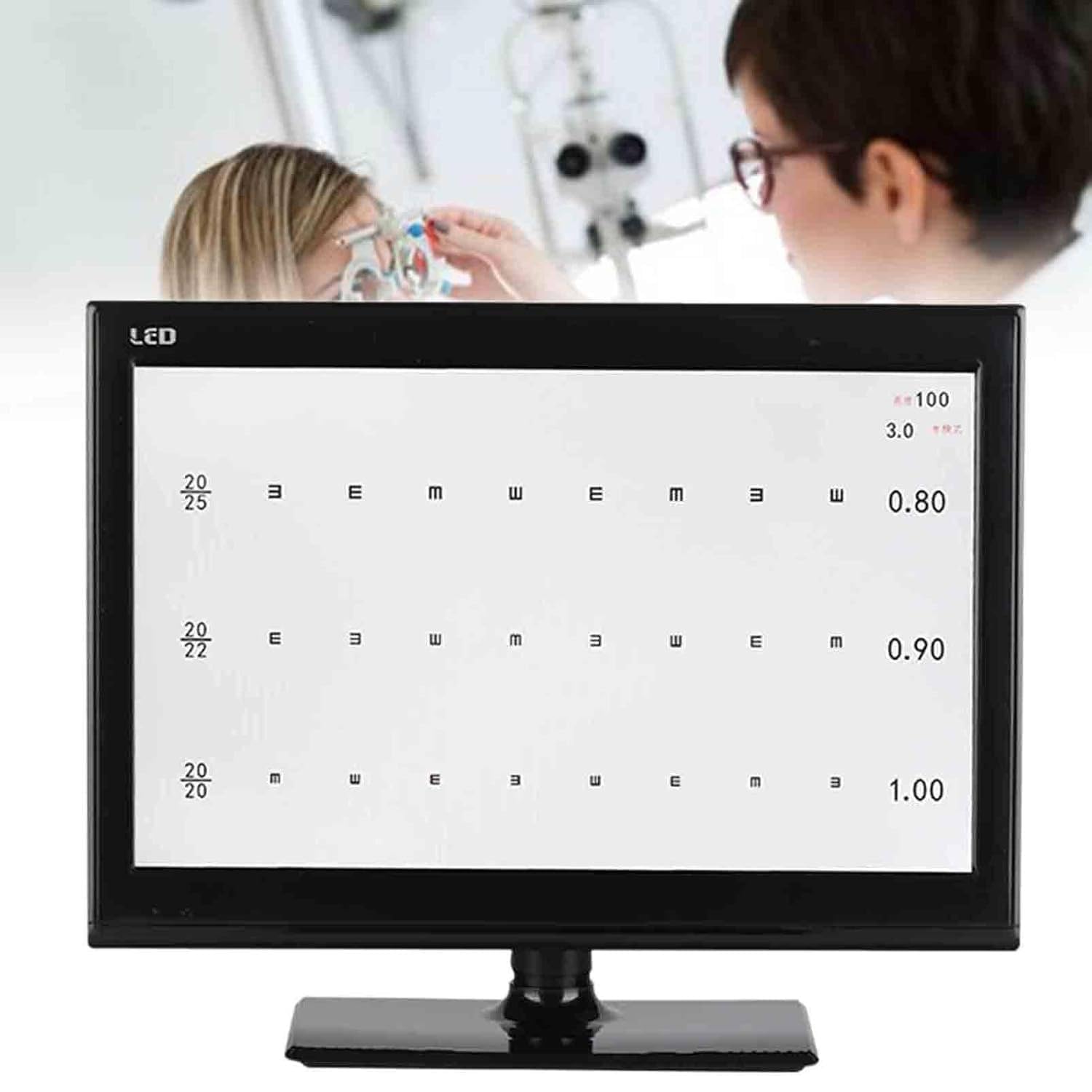 Digitale Sehschärfentafel, 18,5"/21,5"-Bildschirm, Sehtafel, Digitale Sehschärfentafel, Augentafeln, Optometrie-Tester, Projektor, ophthalmologischer LCD-Monitor mit Fernbedienung 18.5in