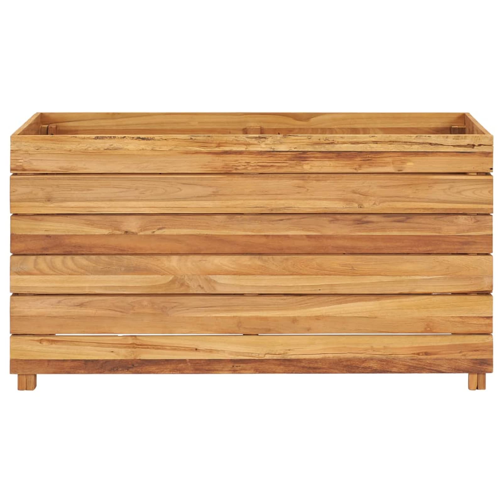 Arriate, Mesa De Cultivo, Huerto Domestico, Cultivo De Plantas Aromaticas, Arriate De Jardín, de Teca reciclada y Acero 100x40x55 cm