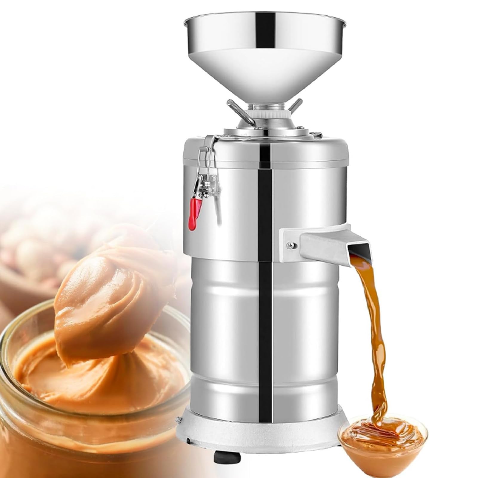 MáQuina Comercial para Hacer Mantequilla de Maní,Molinillo De Acero Inoxidable De 15 Kg/H para Tahini Suave, Mantequilla de Almendras y MáS, con Cable de AlimentacióN de 1,5 M.