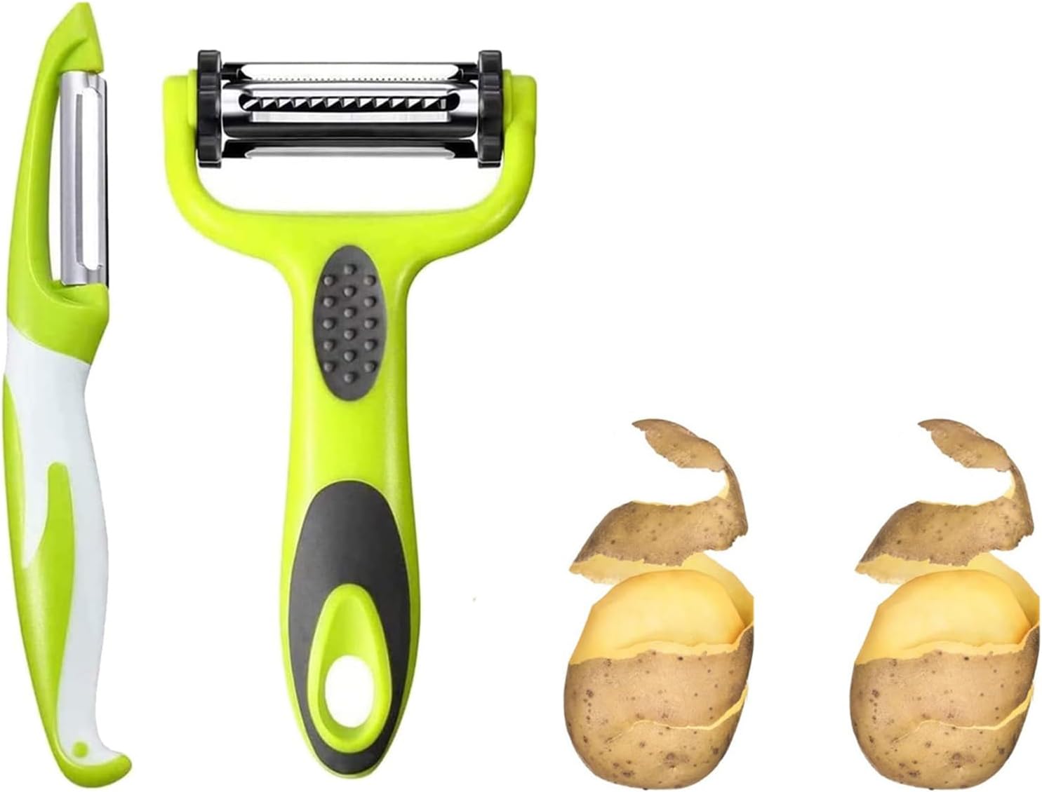 2 Pcs Food Grater for Fruits,with Julienne Slicer and Peeler,Stainless Steel Kitchen Tool,Vegetable Peeler,Handheld Kitchen Grater for Zester,Potato,Carrot,Cucumber