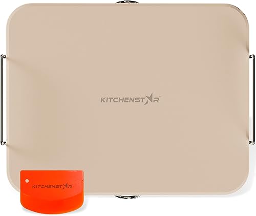 Piedra para pizza de 15 x 12 pulgadas para horno y parrilla con asas, piedra natural para hornear de cordierita para pizza y pan (resistente a 1500