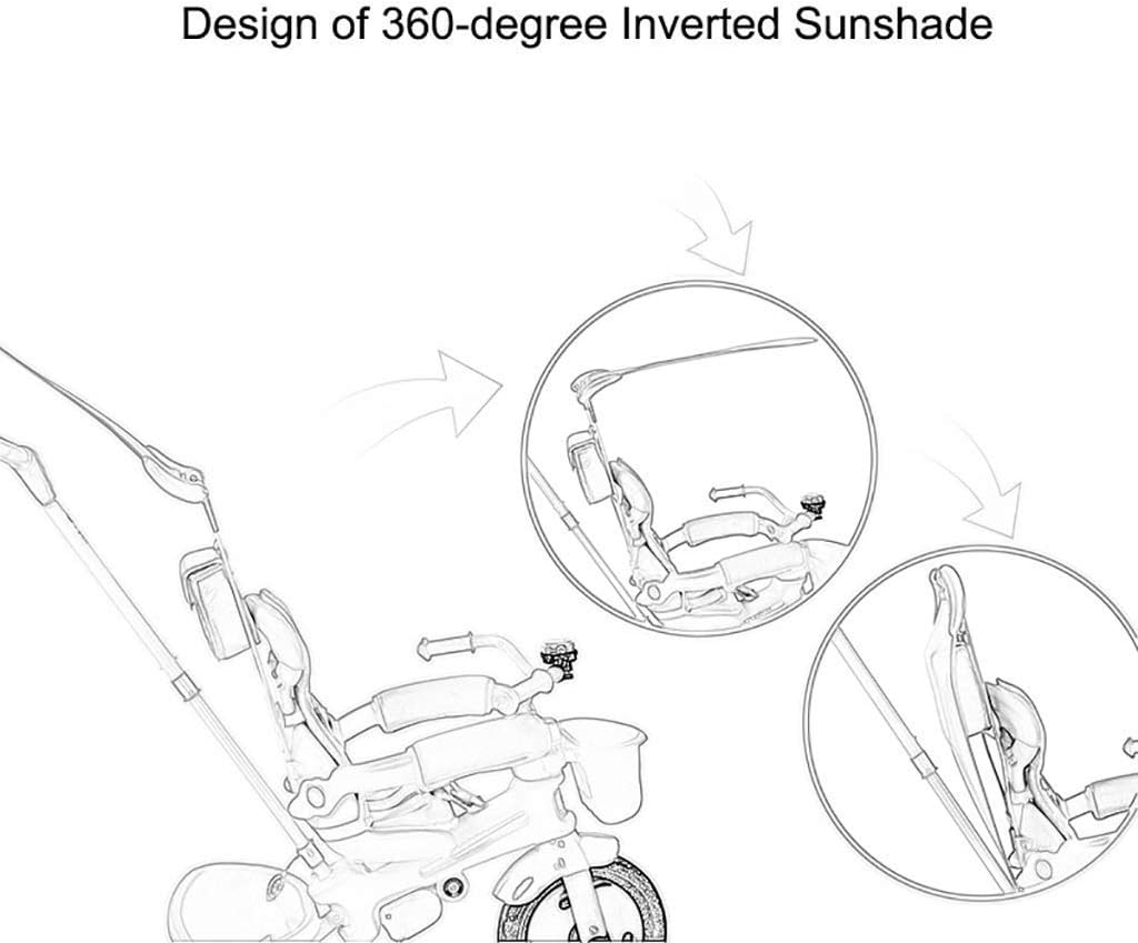 Three-Wheeled Trike, Children's Tricycle with Sunshade, 1-6 Year Old Baby Outdoor Tricycle Rear Button Fence Design, red