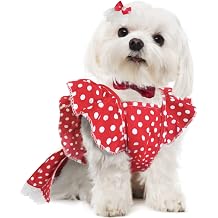 Dog Dresses for Small Dogs Puppy Girl Clothes with Leash Ring and Dog Bowknot Hair Bows Doggy Sundress Pet Tutu Princess Dresses Skirts Summer Cat Apparel