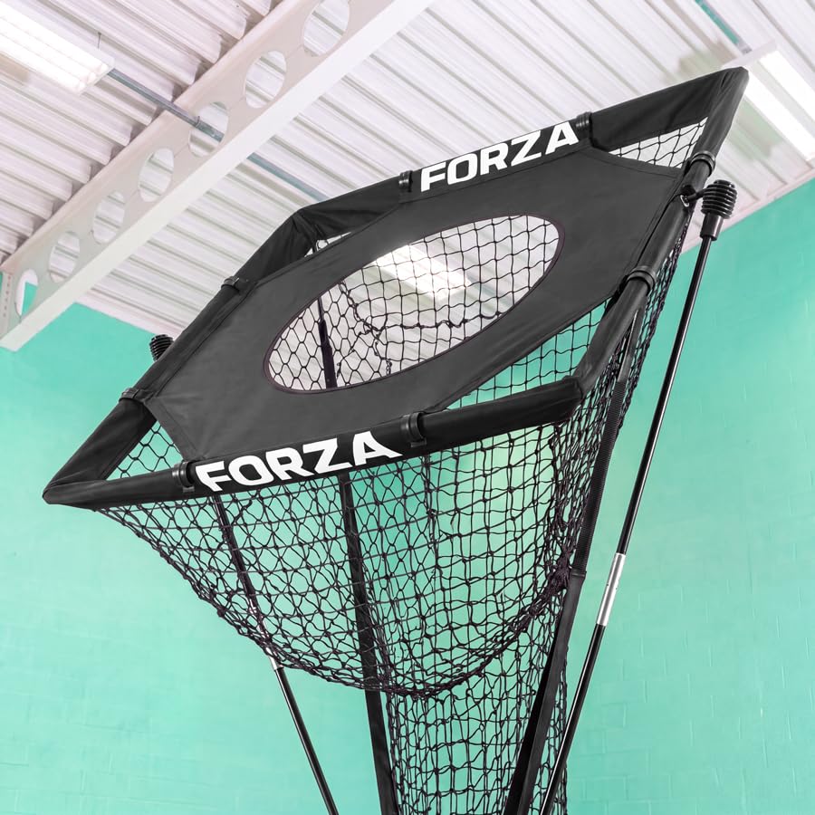 FORZA Filet d'entraînement pour volley-ball avec cible réglable en hauteur | Cadre de 2,3 à 3,5 m, panier coudé, collecteur de balles et sac de transport pour la pratique