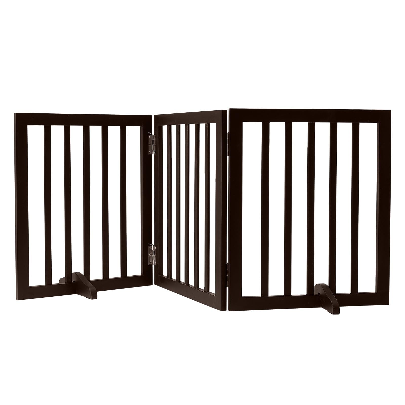 EMIWUD FURNITURE Wooden Freestanding Pet Room Divider for Kids' Safety | Pet Safety Barrier | Indoor Pet Puppy Safety Fence | Dogs Room Partition for Kids and Dogs (Brown, 3 Panel)