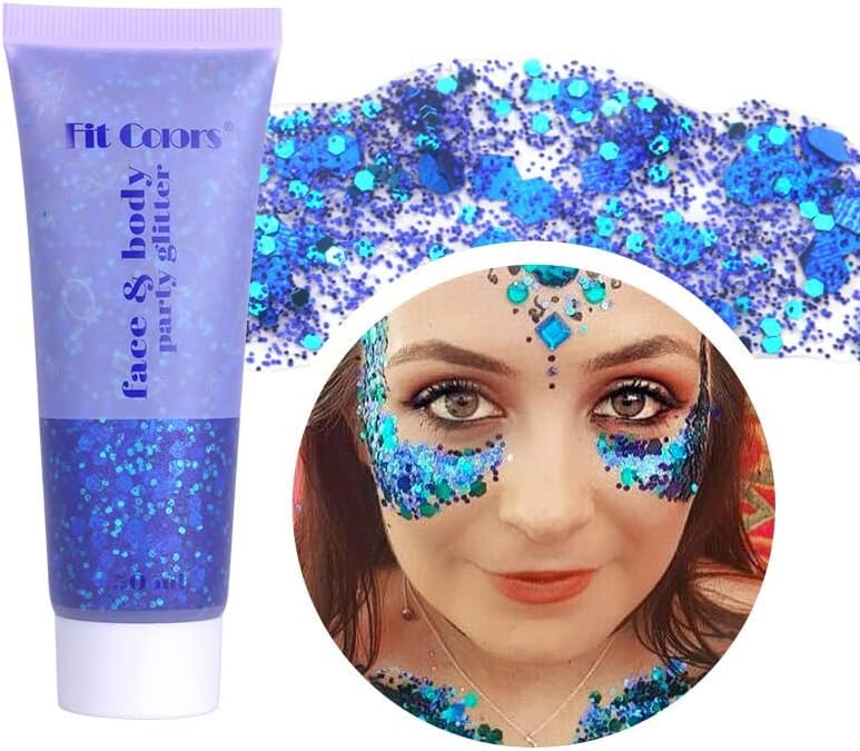 Body Glitter Gel, Face Glitters Body Gel Sequins Shimmer Liquid Eyeshadow, Mermaid Sequins Liquid Holographic Glitter Gel, Chunky Glitter for Face Hair Nails (#01)