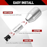 DREAMIZER Sebességváltó Gomb 5 Fokozatú Univerzális Alumínium Váltókar Gomb 3 Adapterrel 8mm 10mm 12mm Ezüst 3