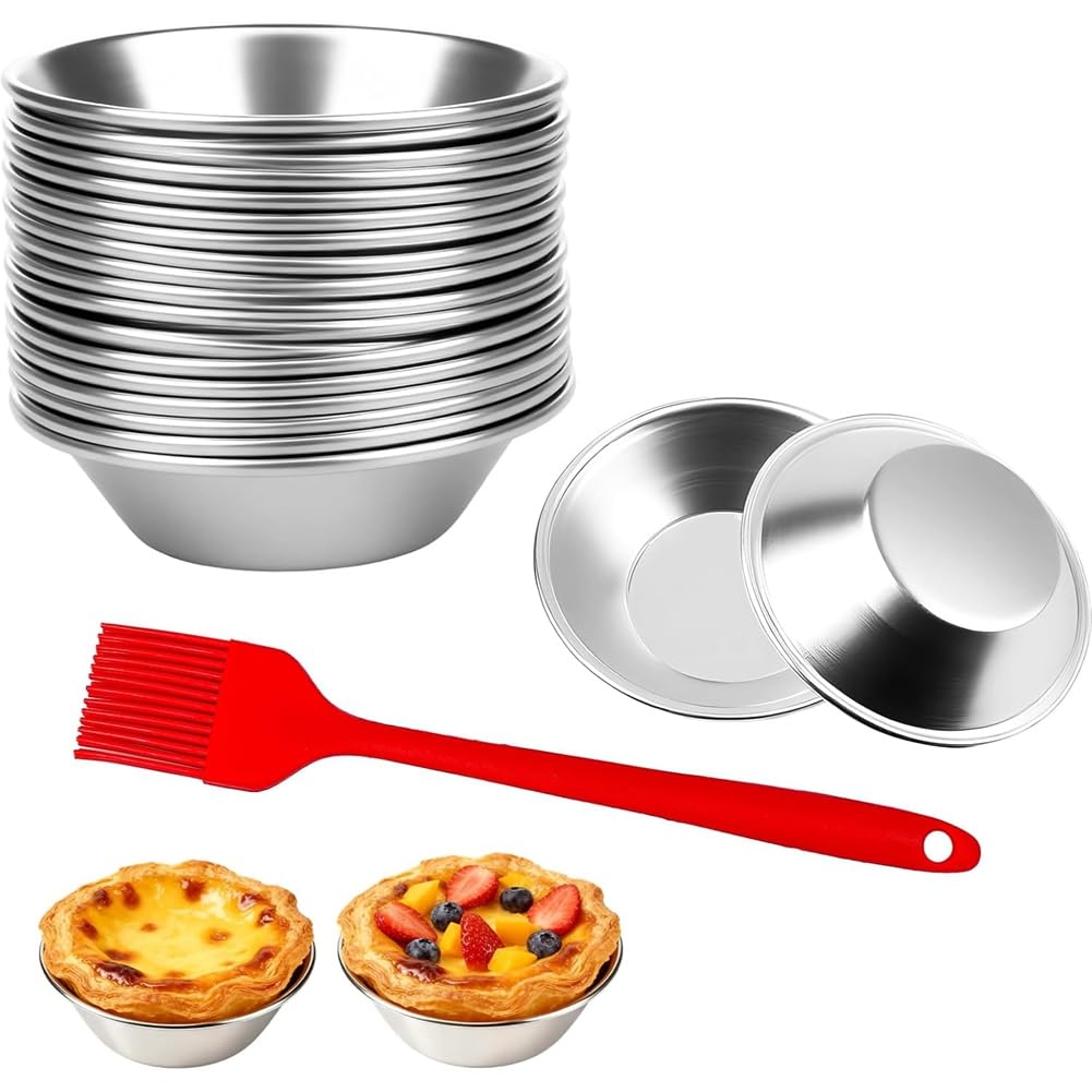 CTRLZS Reusable Aluminium Egg Cake Mould, Pack of 20, for Puddings, Cupcakes Cakes, Egg Tart Mould Baking Tool
