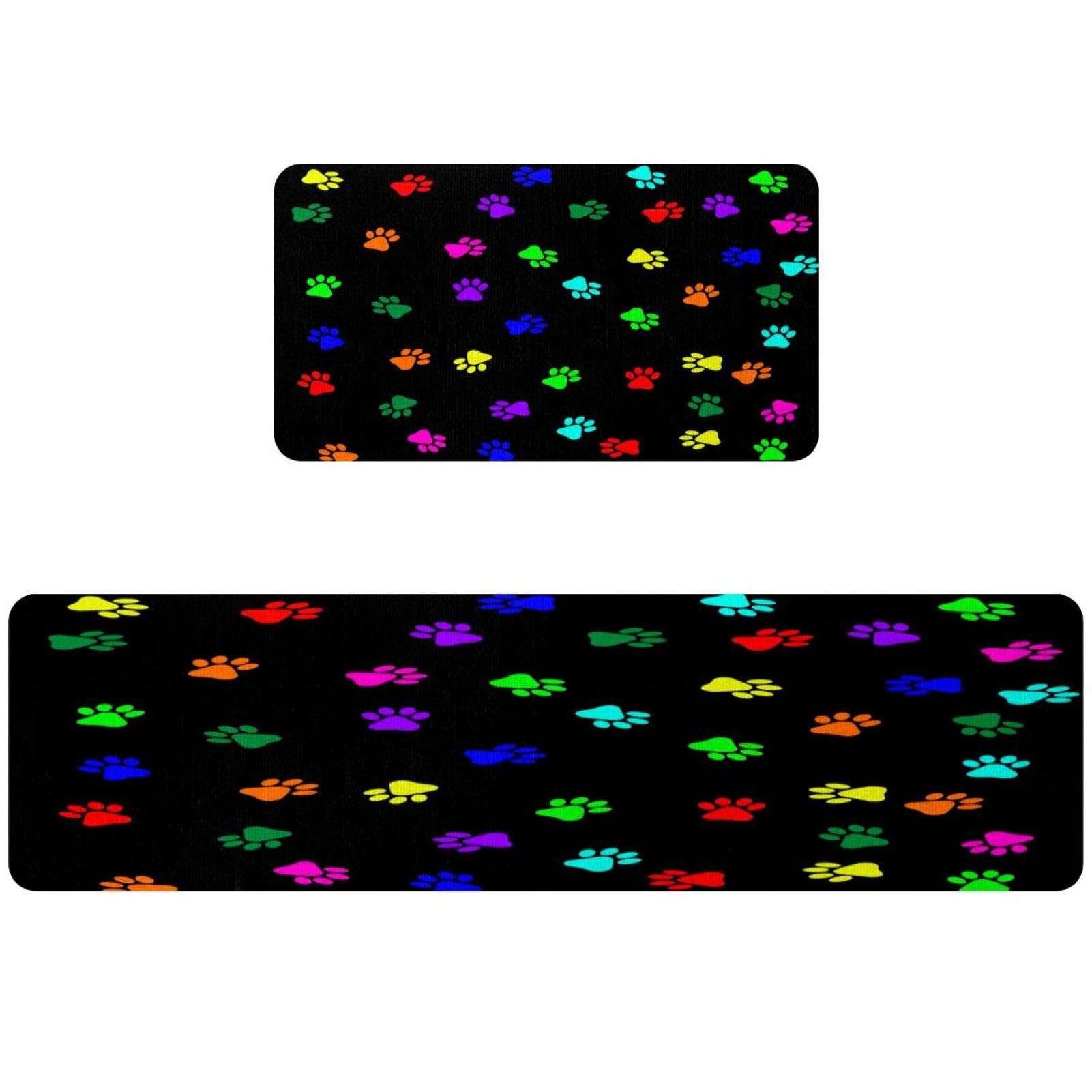 Alfombrillas de cocina absorbentes VAPOKF con huellas coloridas y base antideslizante