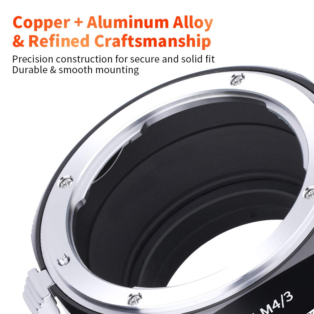 K&F CONCEPT Lente Mount Adattatore Manuale Fuoco: Compatibile con Lente Compatibile con Nikon F a Corpo Fotocamera Micro Quattro Terzi(M4/3)