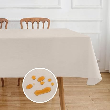 NLMUVW Vinyl Tablecloth with Flannel Backing - Perfect for Rectangle Tables