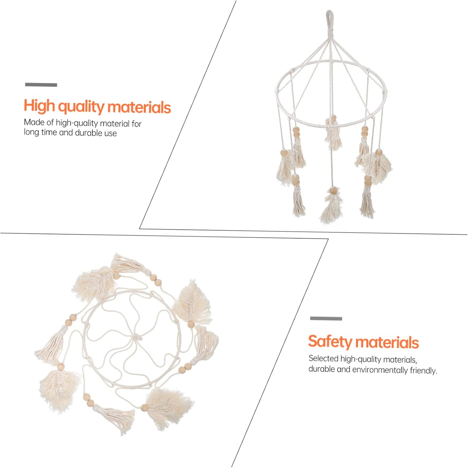 1Pc Hanging Ornament for Home Creative Wall Pendant with Decorative Tassel Simple Beige Design for Bedroom Living and Window Decor