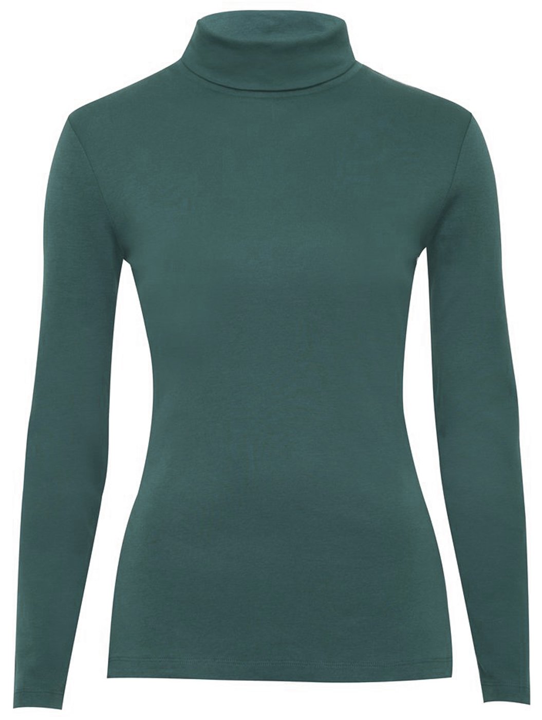 Fashion Valley Womens Plain Long Sleeve Turtle Polo Neck Top Ladies Roll Neck Top Jumper Teal-M/L