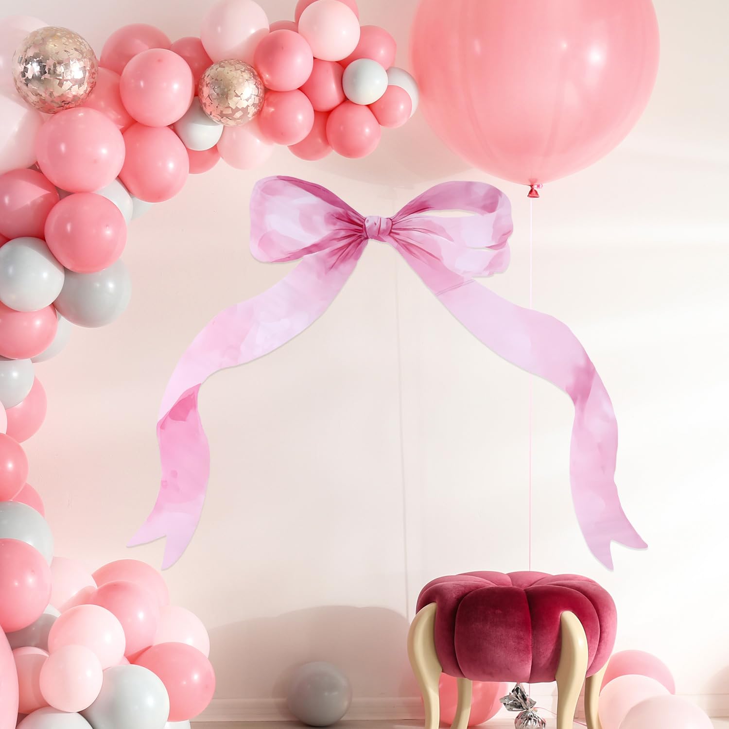 Lot De 40 Stickers Muraux Avec Nœuds Roses - En PVC