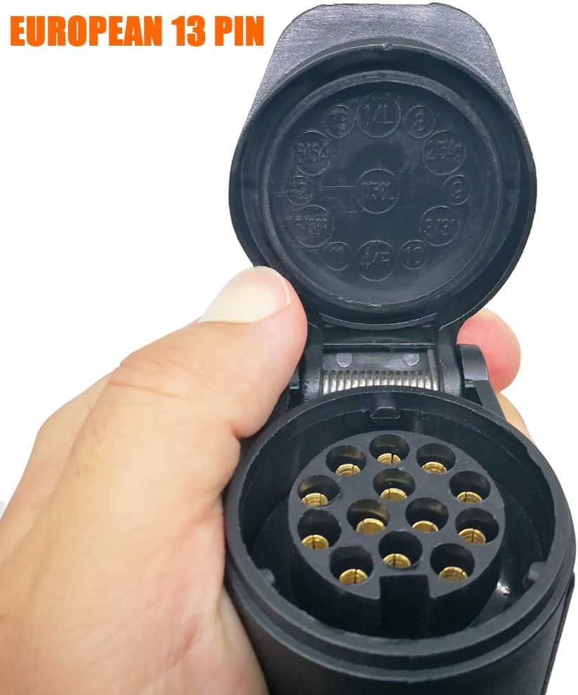 US Vehicle 4-Way Flat Adapter to European 13-Pin Round Plug Trailer Light Converter - Plug and Play Design