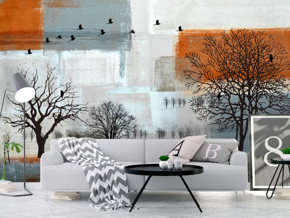 Papier peint intissé arbre silhouette grand poster mural salon 200x140