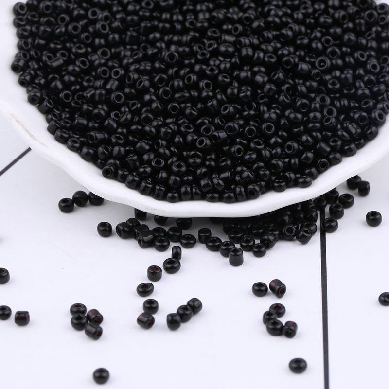 2/3/4MM 10000-60000PCS Perline di Vetro Nero per creazione di Gioielli Piccole Perline di Pony Perline di Riso Mnin Perline per Braccialetto Fai da Te