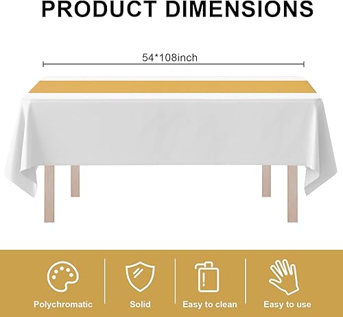 Miniatura 2 de Paquete de 8 manteles de plástico desechables de 54 x 108 pulgadas, para mesas de 6 a 8 pies, manteles rectangulares para fiestas