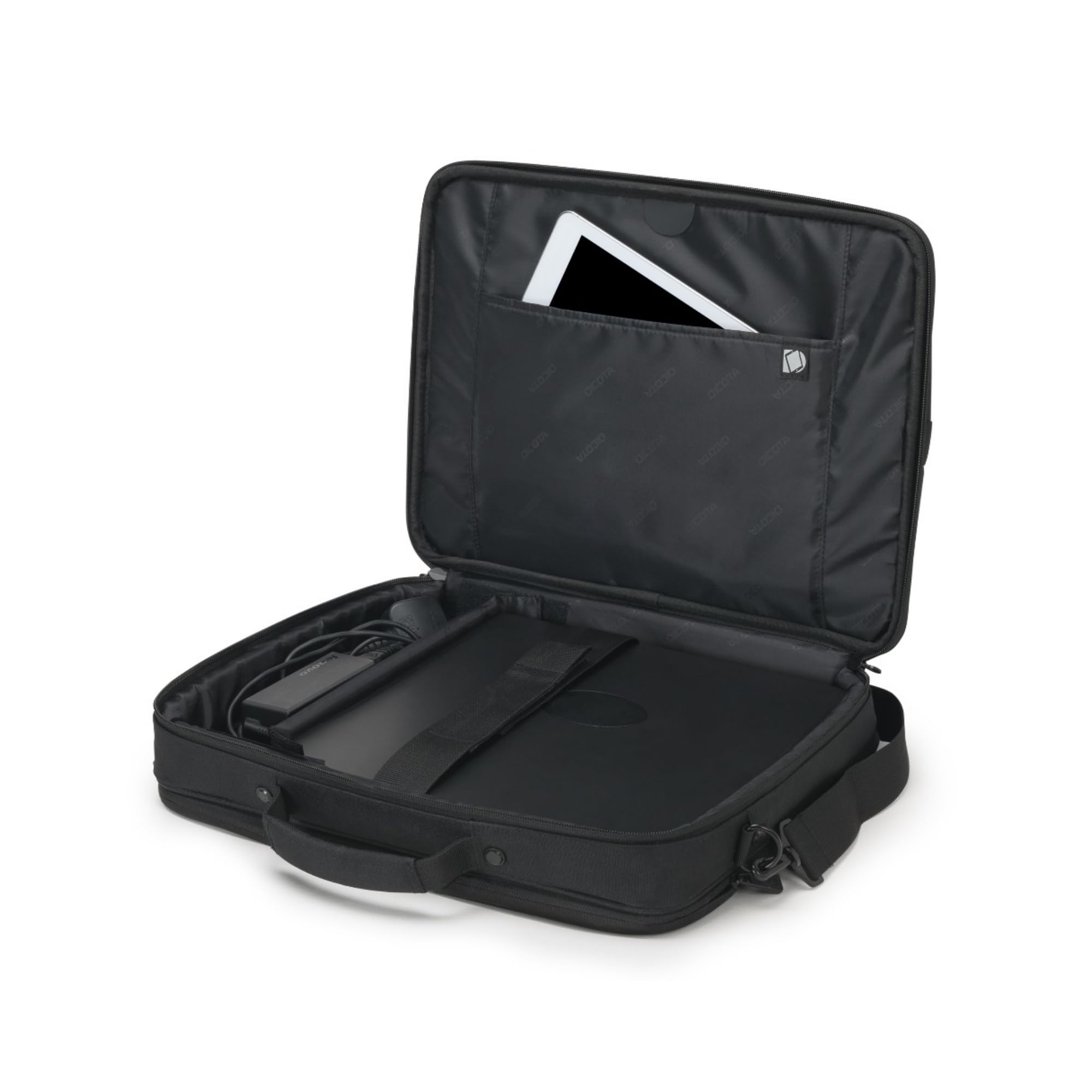 DICOTA Eco Multi Plus SCALE 14”-15,6". Custodia con serratura per il trasporto di computer e tablet, custodia protettiva per laptop eco in materiali riciclati, colore nero