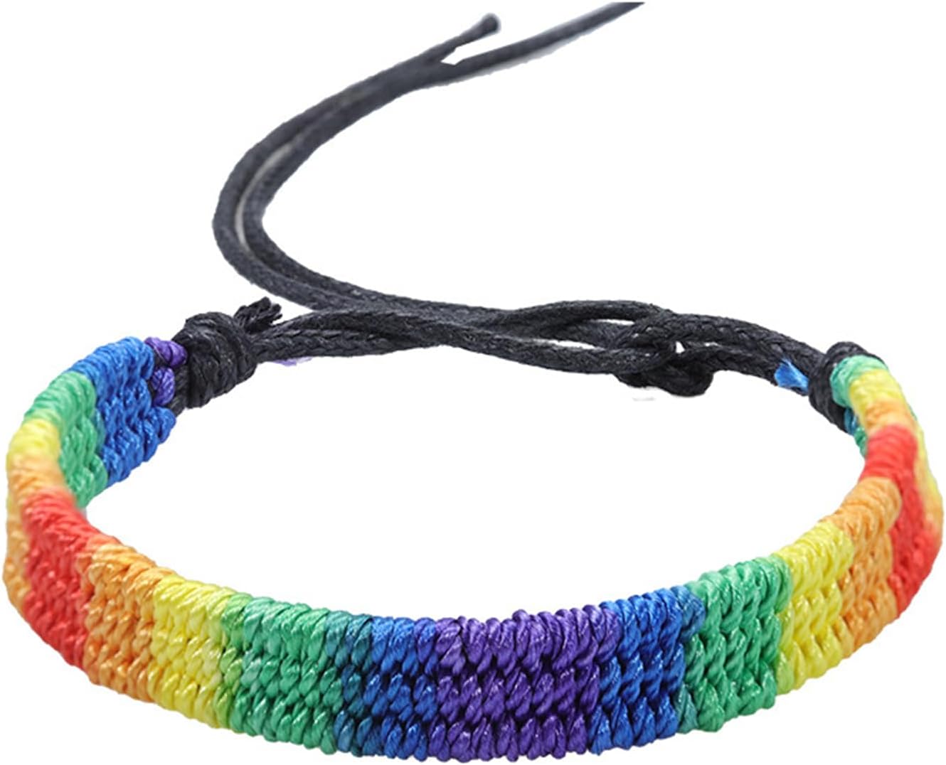 MALOYANVE Rainbow LGBT Pride Bracelet for Lesbian Gay Bisexual Handmade Adjustable LGBTQ Bracelets Braided Wristband Pride Month Friendship String Bracelet Gifts for Men Women