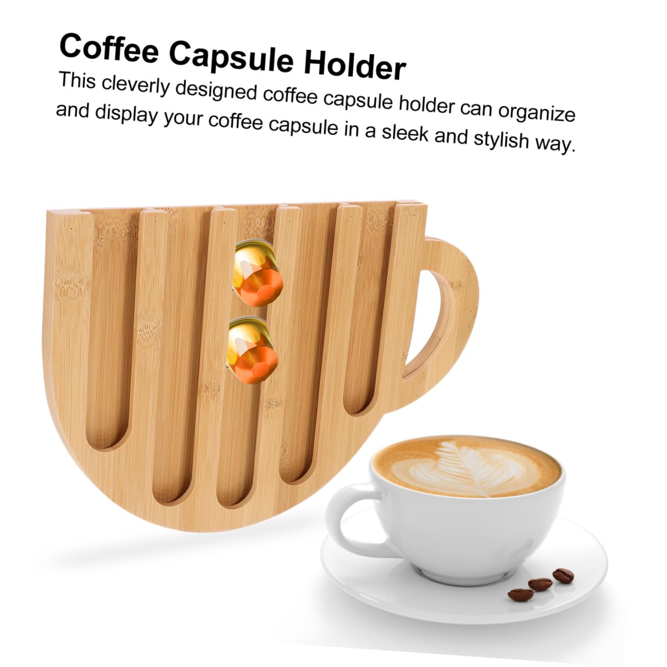 ABOOFAN Expositor para Cápsulas de Café de Madera Forma de Taza Organizador Compacto para Cápsulas Estante para Almacenar y Seleccionar Café en Cocina Soporte Funcional