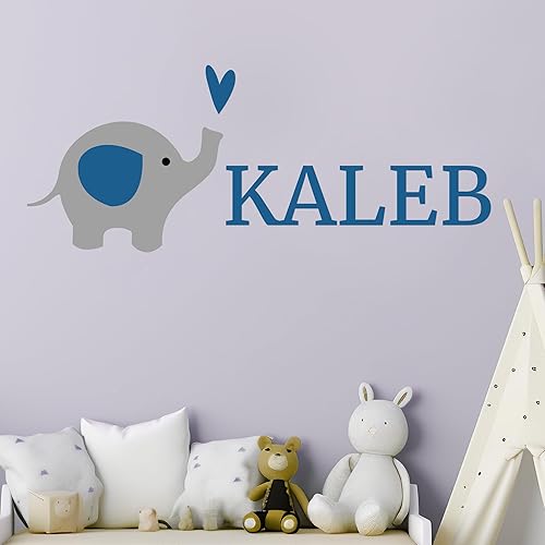 Nombre personalizado Elefante Animal SeriesBaby BoyAdhesivo decorativo para pared guardería infantil para Hogar recámara Niños (AM24)