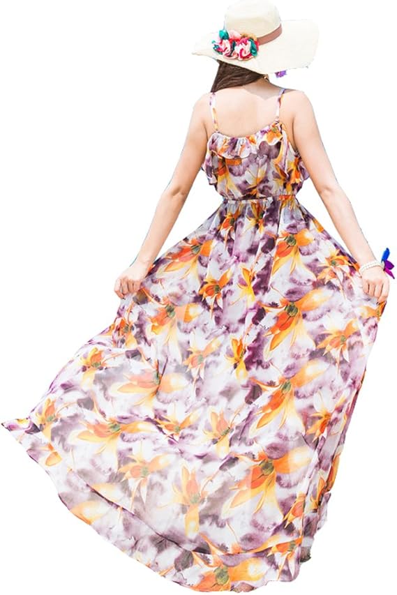 Amazon Co Jp リゾートワンピ リゾート ワンピース 新婚旅行 海デート ビーチ 海外旅行 遊びに ノースリーブ プリント ロング 体型カバー Uv対策 花柄 Aライン フレア シンプル セクシー 美脚 マキシワンピ 服 ファッション小物