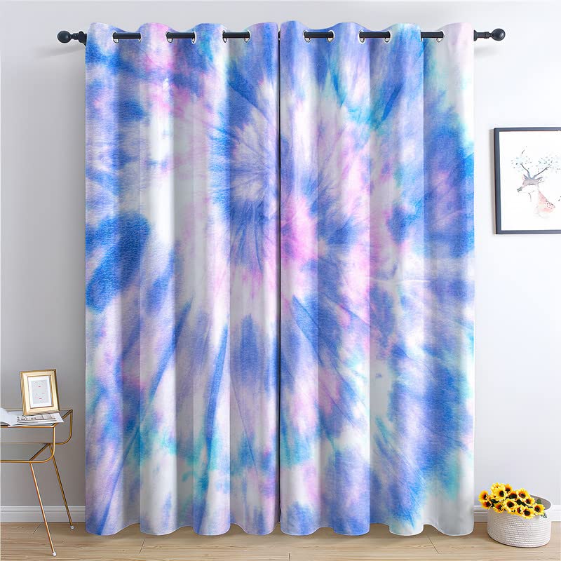 Exquisite Blackout Curtains Tie Dye Curtains for Bedroom Living Room, Blackout Curtains 72 Drop - Thermal Insulated Eyelet Drapes, Patterned Window Treatments, 46x72 Inch (W X L), 2 Panels