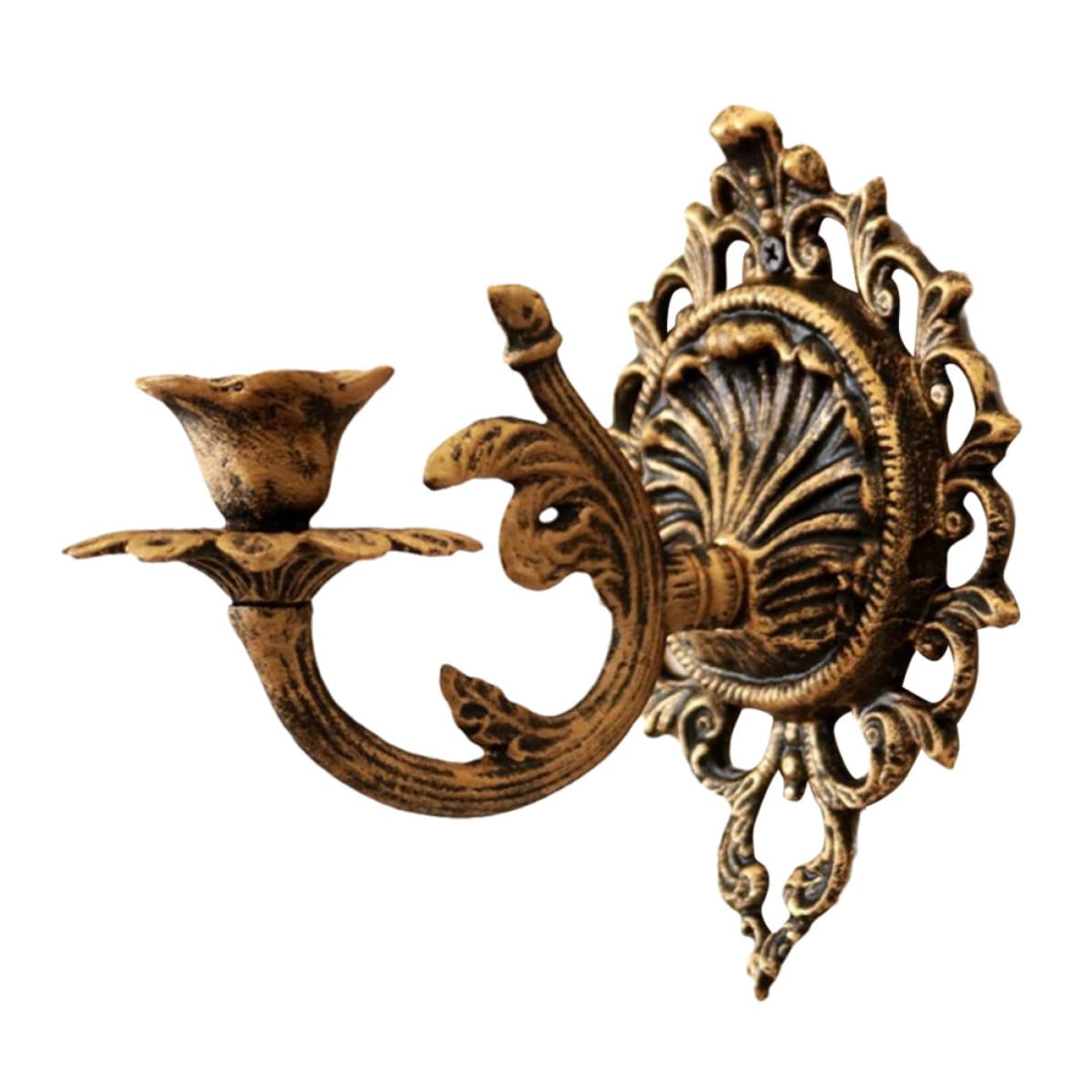 EXCEART Portacandele da Parete in Ferro Color Oro Stile Vintage Europeo Design Robusto e Versatile, Decorazione per Giardino o Camera da Letto