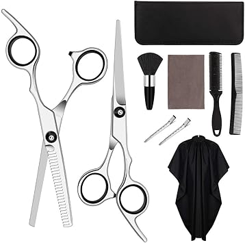 Ciseaux Coiffure Professionnels Halovie 10pcs Kit Coiffure Ensemble De Ciseaux Coiffeur Ciseaux Desepaississant Cape Pinces A Cheveux Peignes Balais A Cou Materiel Coiffure Salon Barbier Maison Noir Amazon Fr Beaute Et Parfum