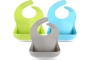 Silicone Catch All Bibs For Happy Teething Toddlers (Set of 3)