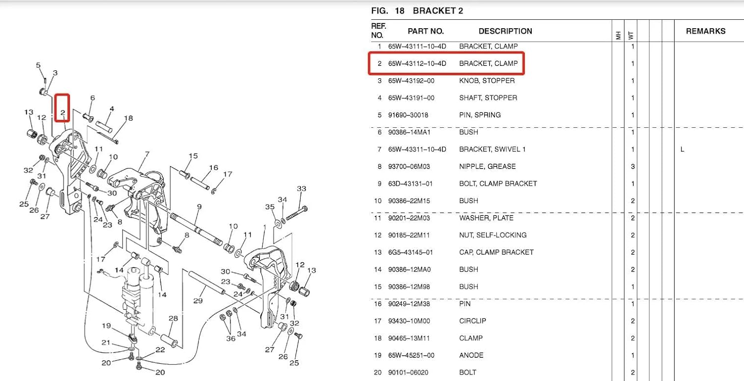 OVERSEE 65W-43111 65W-43112-10-4D Bracket Clamp For Yamaha Outboard Motor 2T 40HP 4T F25 65W For Parsun Outboard Engine Power Trim Tilt