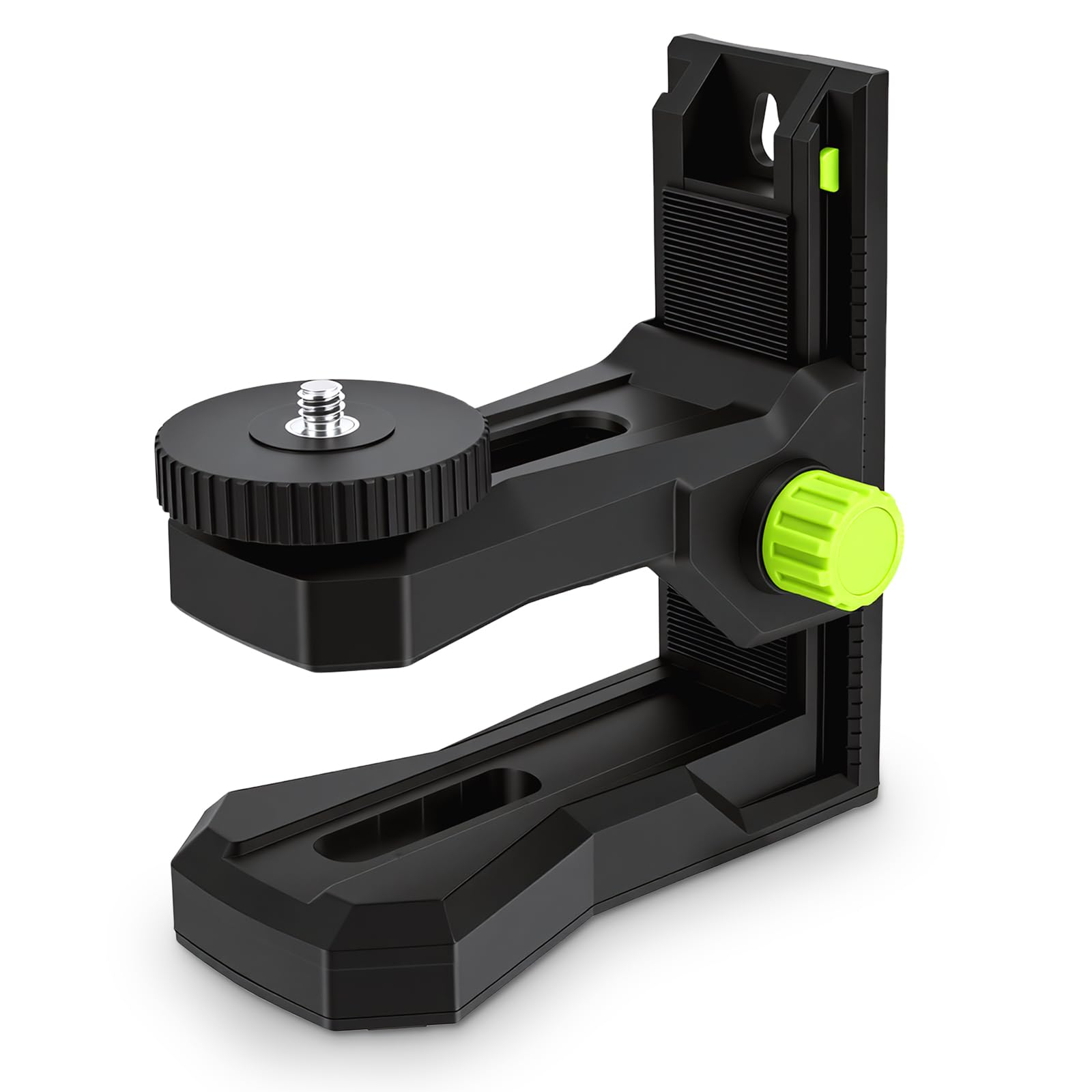Fine Tuning Bracket for Line and Point Level 1/4"-20 Male Thread L Shape Magnetic Pivoting Base with 1/4"-20 & 5/8"-11 Female Threaded Mount on Bottom for Wall and Ceiling Mount