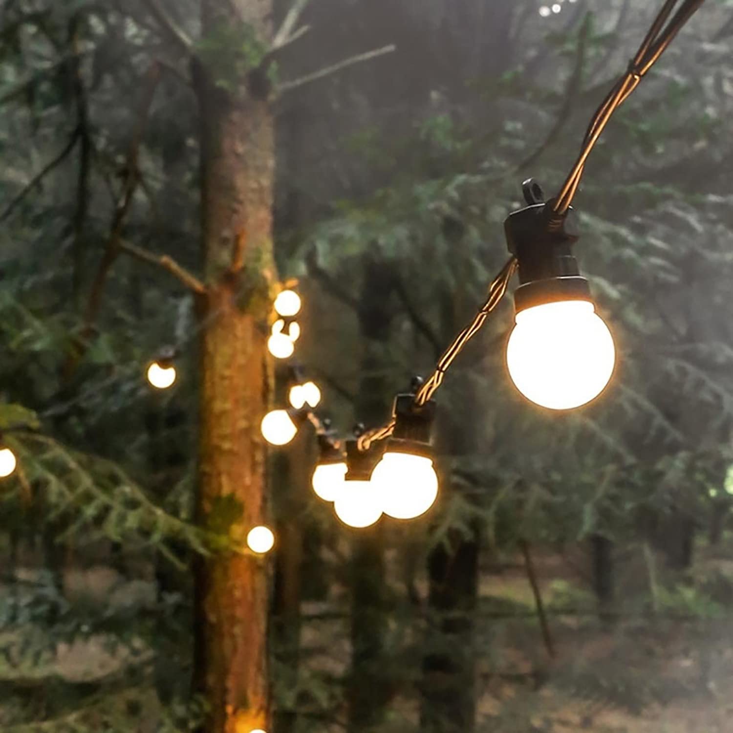 KINGCOO, catena di luci a energia solare, per esterni, impermeabile, 5 m, LED, luce bianca calda, 10 lampadine G50, 8 modalità, per interni, esterni, balcone, giardino, matrimonio, festa, Natale
