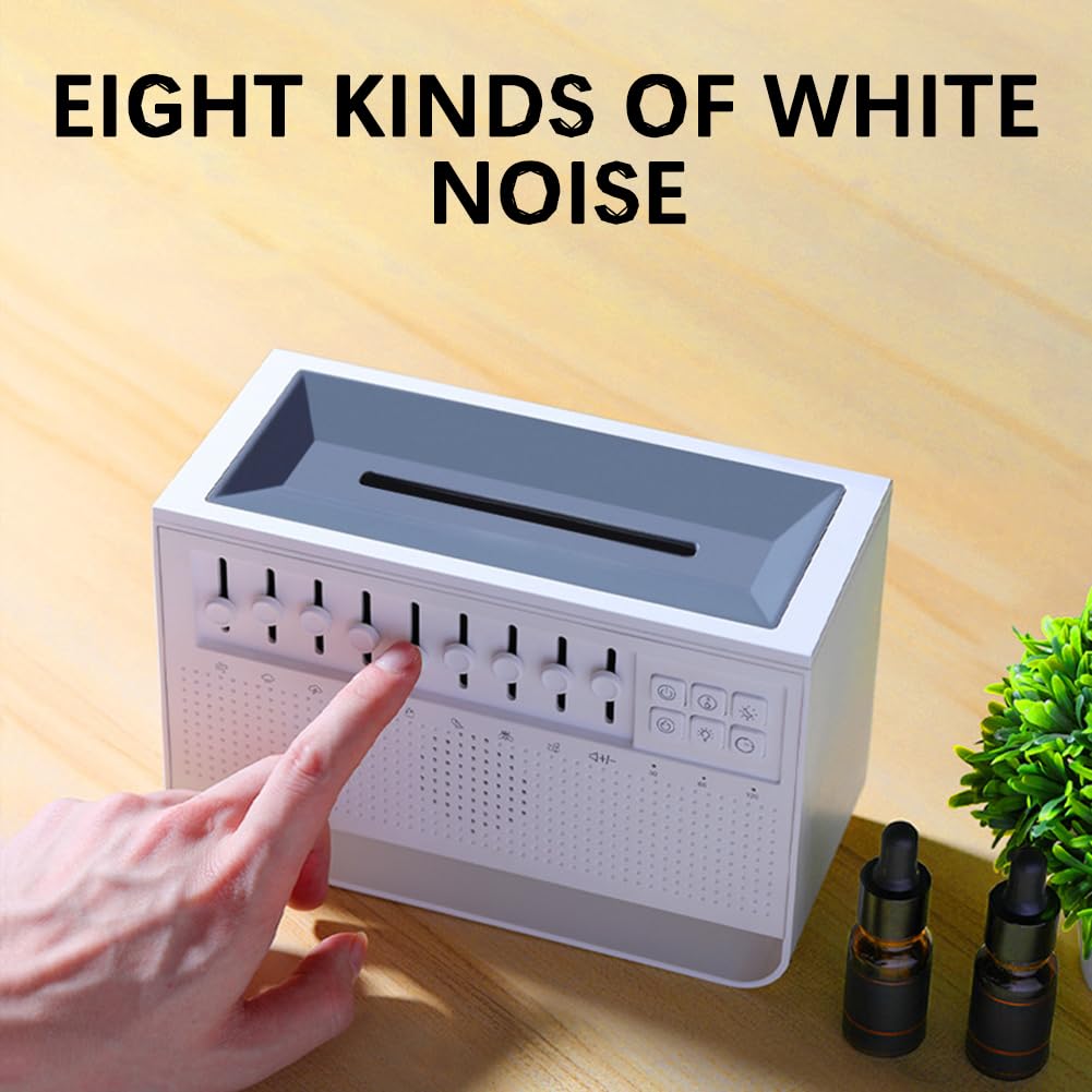 Dyfuzor zapachowy i nawilżacz z głośnikiem Bluetooth, lampka nocna, biała maszyna do hałasu, ultradźwiękowa chłodna mgiełka, automatyczne wyłączanie, timer 12 godzin do domu, biura,